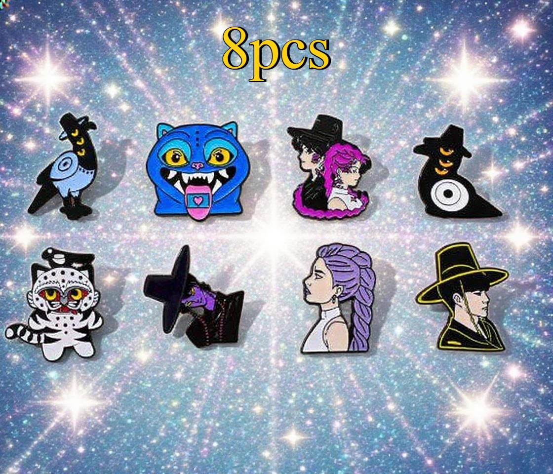 

KPop Cartoon Character Enamel Pins Demon Tiger Designs Alloy Brooch Lapel Badge Jewelry for Fans