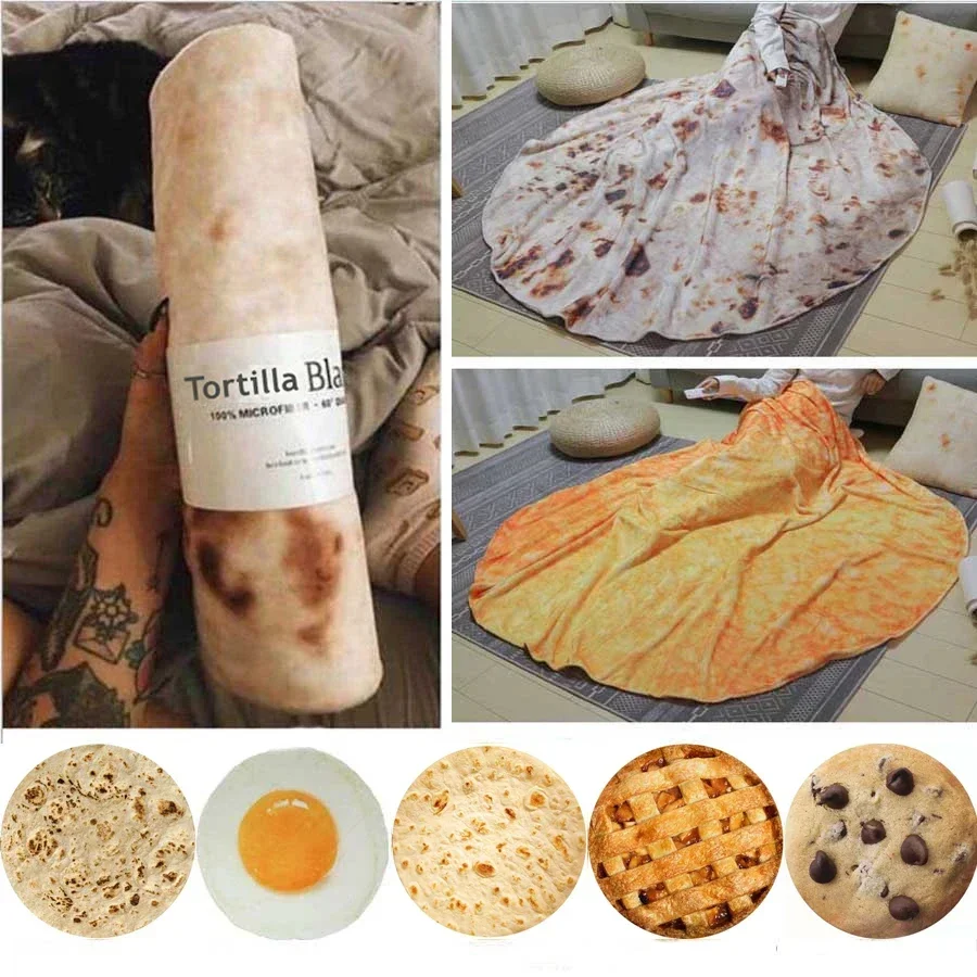 New Soft warm flannel corn tortilla pizza blanket 200Gsm pita lavash fleece sofa plaid plush bedspreads winter throw blanket