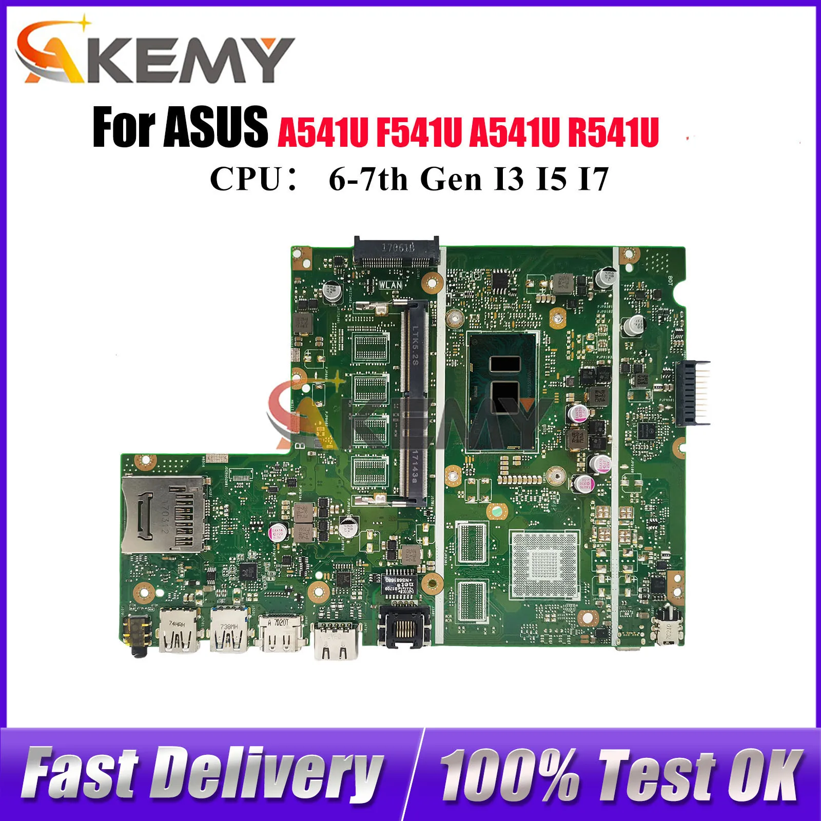 

X541UAK Laptop Motherboard For ASUS X541UAK X541UA X541UVK A541U X541UV X541U R541U X541UJ F541U A541U Mainboard W/ I3 I5 I7 CPU