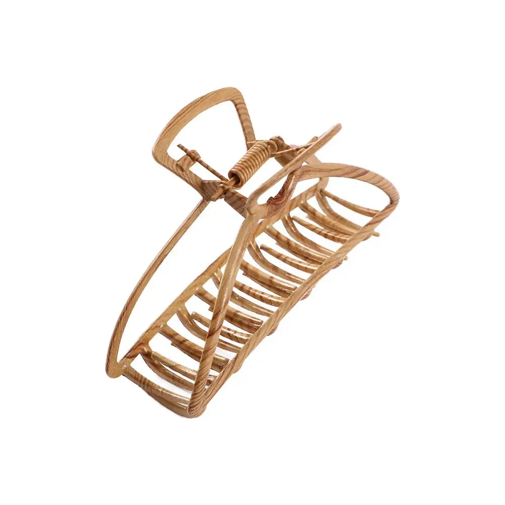 And Autumn Metal Geometric Fashion Design Korean Style Hair Claw Women Hair Accessories Shark Grab Clip Wood Grain Hair Claws