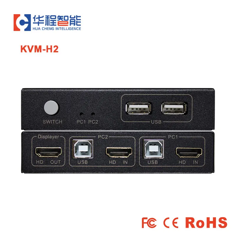 USB KVM-H2 Converter 4K 30Hz 1080P 2 In 1 Out Ultra Video Switcher Support HDCP PS4 Monitor Keyboard Mouse