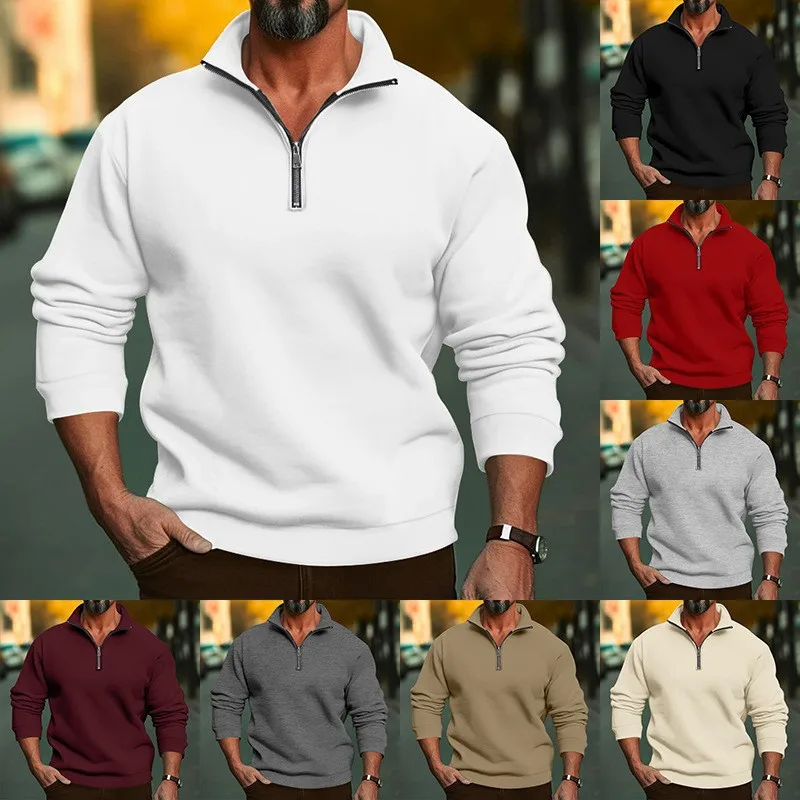 2027 New Male Brand Quality Thicken Warm Fleece Jacket for Men Zipper Neck Pullover Men's Sweatshirt Soft Shell Mens Jacket
