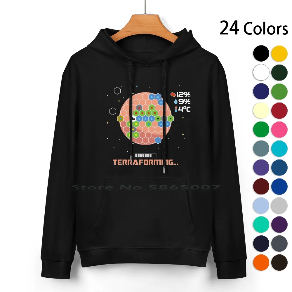 Loading Mars... Pure Cotton Hoodie Sweater 24 Colors Games Boardgame Catan Carcassonne Terraforming Blood Rage Hereweplay Fun