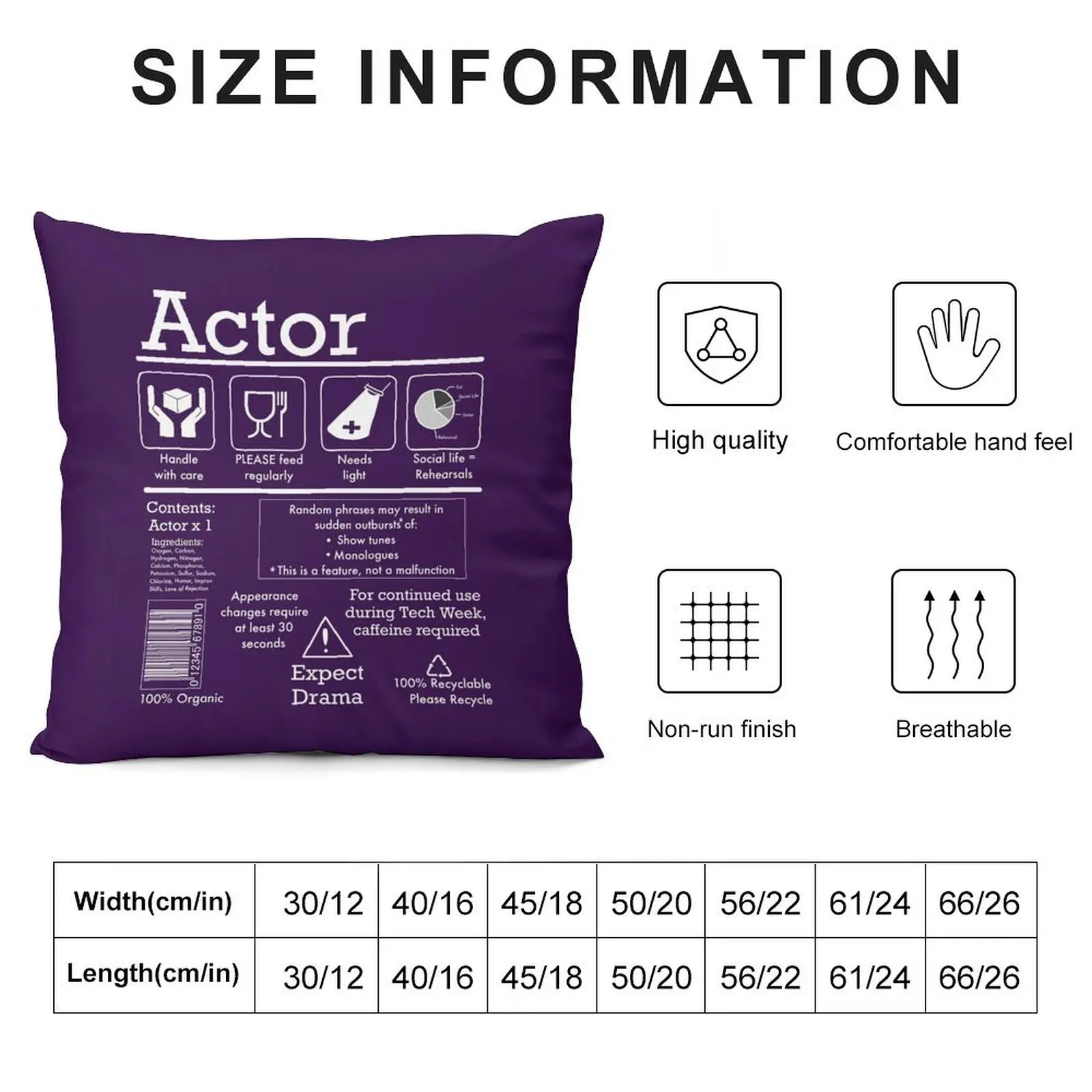 Actor Care Instructions - Funny Theatre Lover Gift Throw Pillow Pillows Aesthetic Bed pillowcases pillow