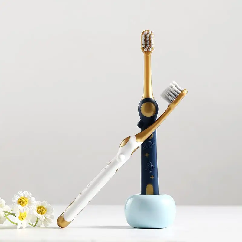 New 6pcs Children'S Toothbrushes Household Soft Bristle Cleaning Brush Preventing Tooth Decay Cartoon Astronaut Brush Handle