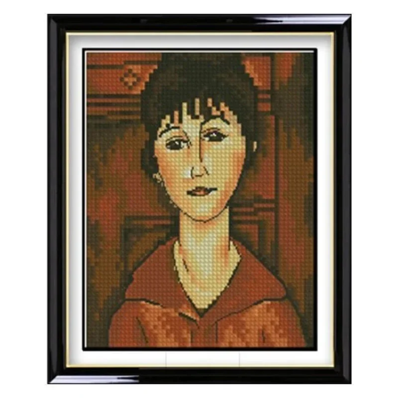 Amishop Gold Collection Beautiful Counted Cross Stitch Kit Portrait Of Girl In Red Woman Lady Rto