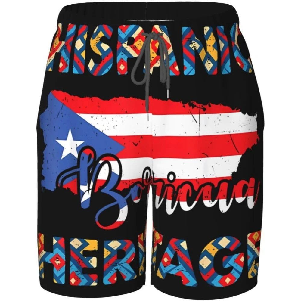 

Плавки для мальчиков-подростков с флагом Пуэрто-Рико, быстросохнущие шорты, летние пляжные шорты для больших мальчиков