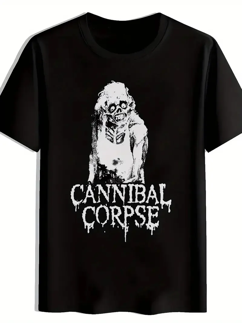 

Men'S 'Cannibal Corpse' Skull Graphic T-Shirt - Black Casual Summer Tee with Dis