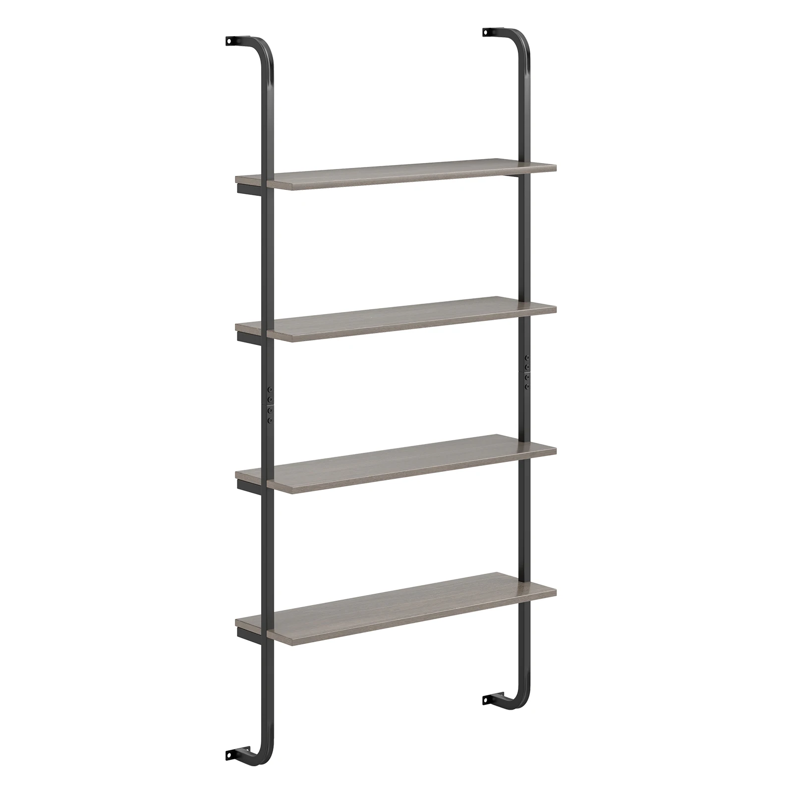 

4-Tier Wall-mounted Ladder Shelf Display Bookshelf w/ Heavy-duty Metal Frame