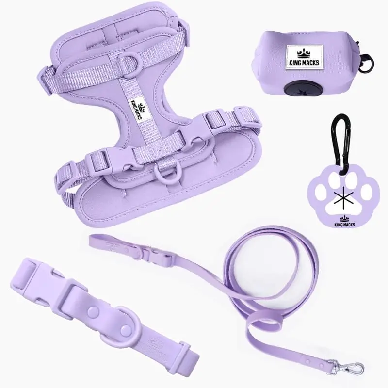 

Adjustable Dog Harness Set with Collar & Leash, Waste Bag Holder, Lightweight Design