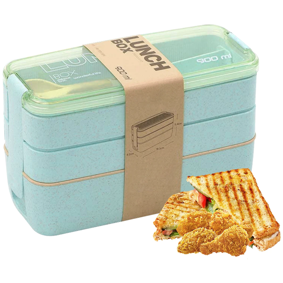 1pc Leakproof Wheat Straw Lunch Box for School Office Microwave Picnic Storage Meal Box Stackable 3 Layer Portable Bento Box