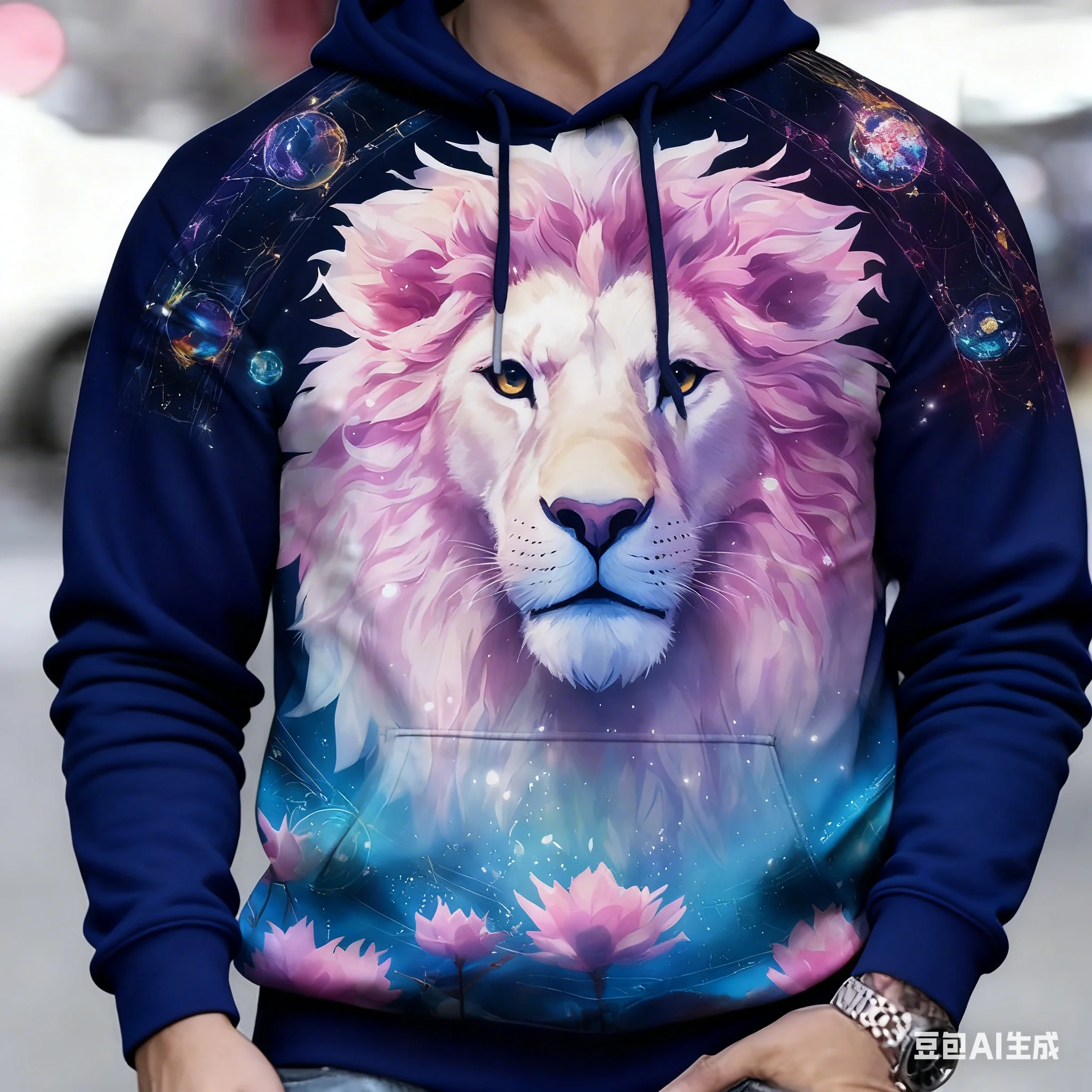 

3D Lion Pattern Hoodies For Men Hip Hop Trend Harajuku Streetwear Autumn and Winter New Sweatshirts Fashion Loose Pullover Tops