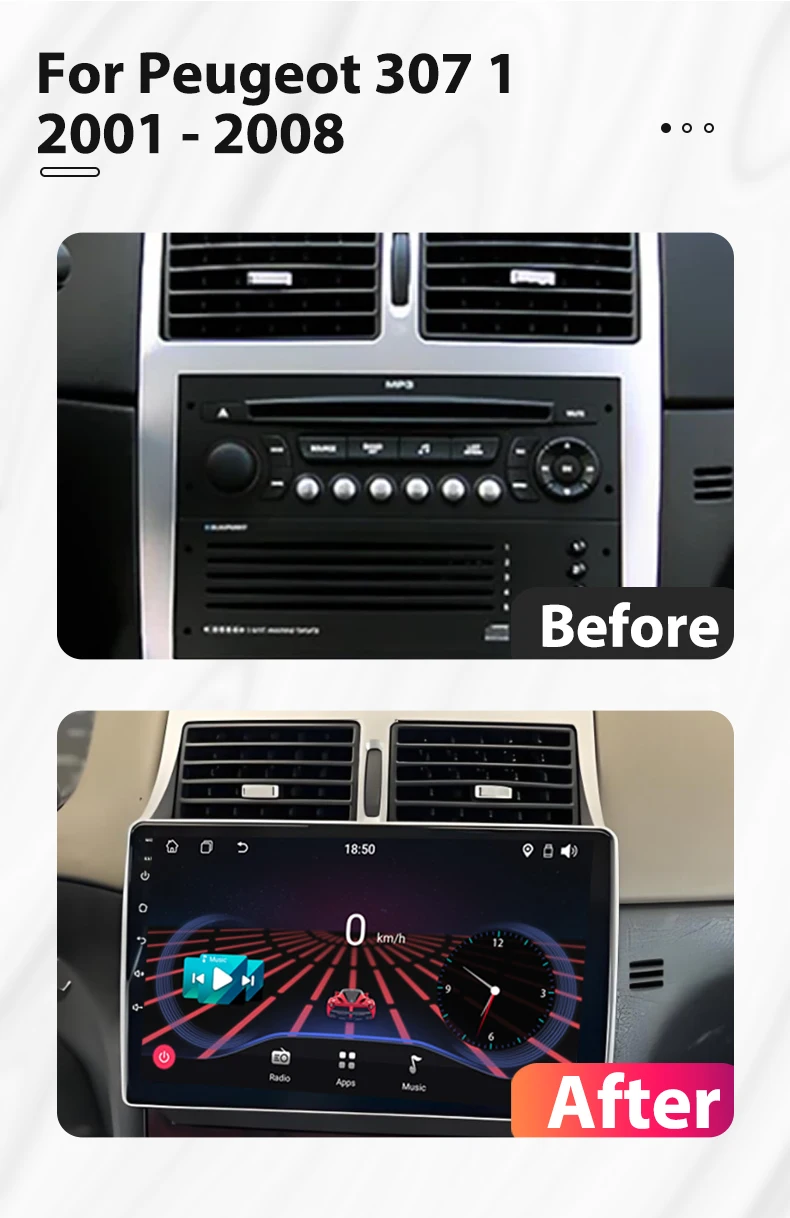 Car Radio Android 16 2din For Peugeot 307 1 2001 - 2008 GPS Navigation Smart Car Systems Wireless Android Auto Carplay 8 Core 4G - Image 3