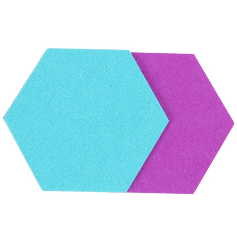 Set Of 6 Hexagon Felt Pin Board Self Adhesive Bulletin Memo Photo Cork Boards Colorful Foam Wall Decorative Tiles With 6 Pushpin