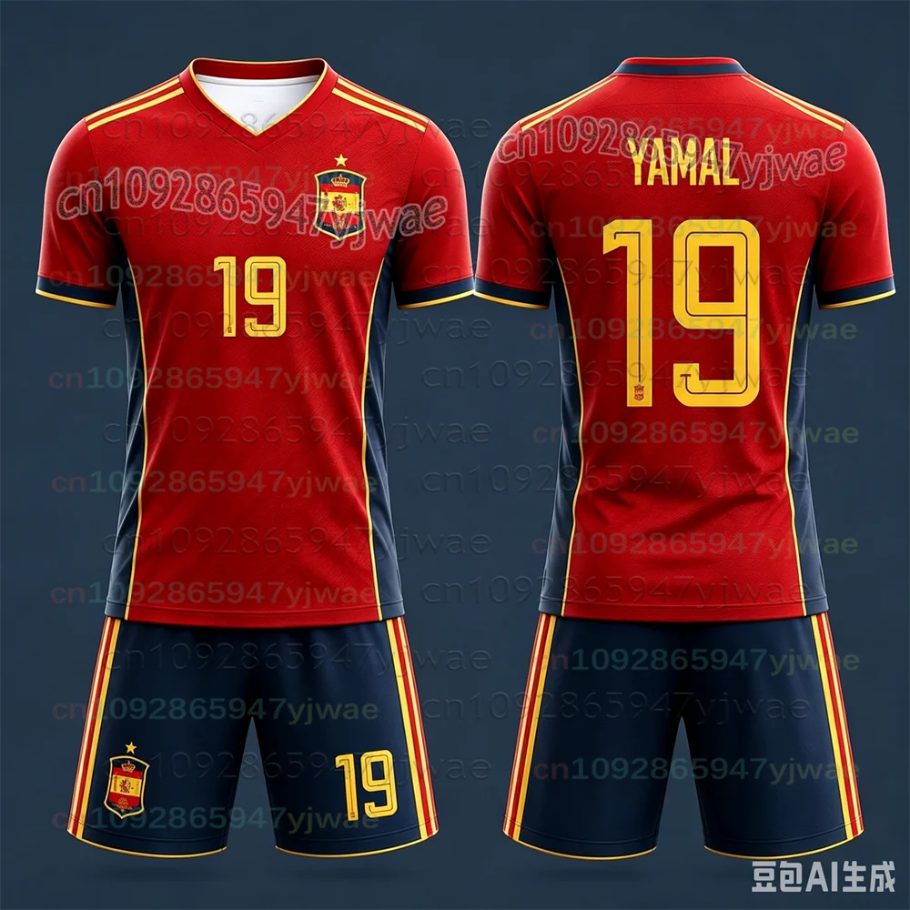 Yamal Kinder-Schnelltrocknungs-Sportset Spanien-Team Trikot Nummer 19 Jungen-Sportset Neues Produkt für 2026 Herren- und Damen-Sets