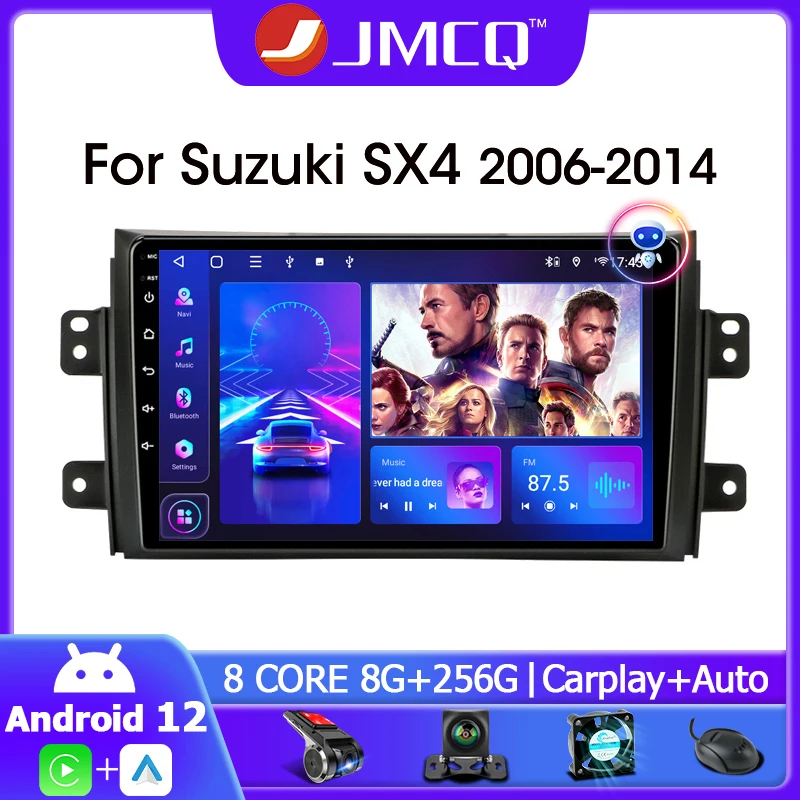 

JMCQ Android 12.0 Car Radio For Suzuki SX4 2006-2014 Multimedia Video Player 2 Din 4G+WIFI Carplay Navigation GPS RDS Head unit