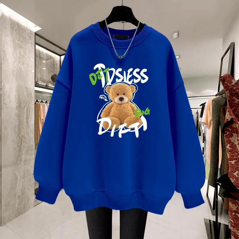 Autumn New Chic Vintage Long Sleeve Pullovers Women Loose Casual O-neck Sweatshirts Fashion Cartoon Printed Hoodies