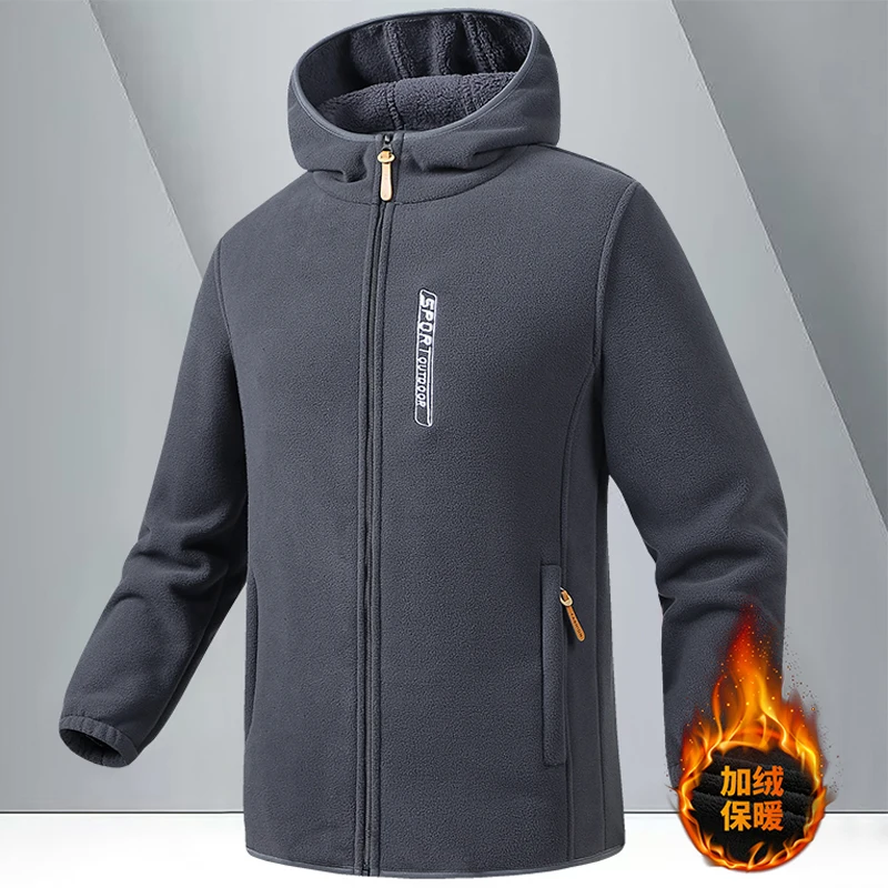 Autumn Winter Men's Military Tactical Sport Warm Fleece Hooded Outdoor Adventure Fleece Lined Coats Casual Warm Jackets Clothing