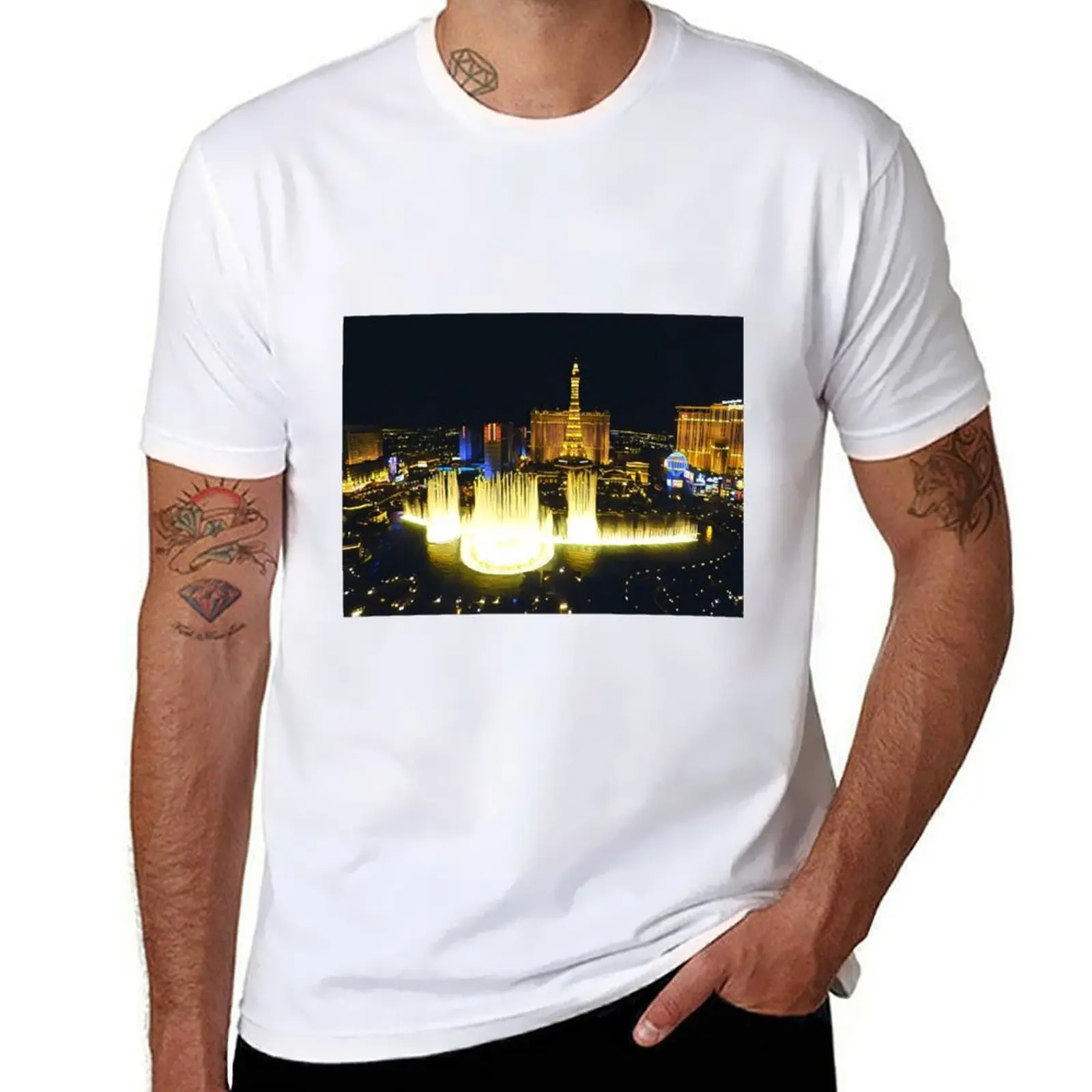 

Fountains of Bellagio by Night Las Vegas T-Shirt t shirts for man pack white t shirt man designer T-Shirt