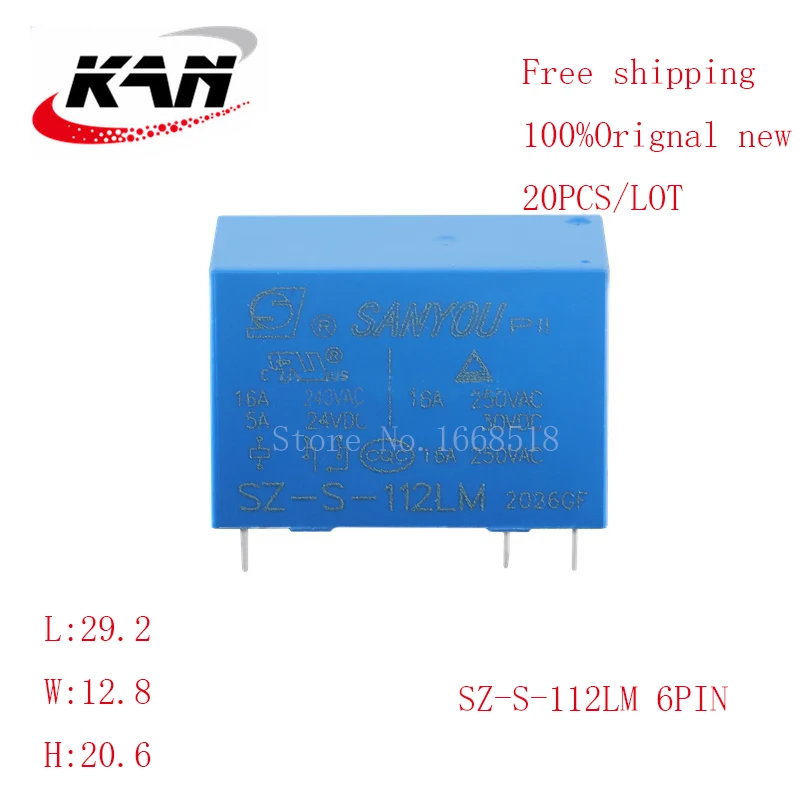 

Free shipping 20pcs Power relay SZ-S-112LM SZ S 112LM 12VDC 15A 250VAC 4PIN Original New