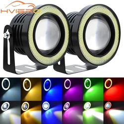 Angel Eyes COB LED Bulb Auto Fog Lights 64mm 76mm 89mm Universal Daytime Running Lamp White Red Blue Headlight 30W DC12V Modify