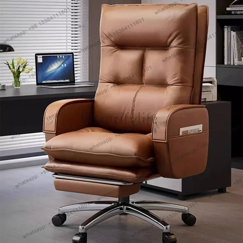 Factory Direct Sales Luxury Dermis Boss Office Chair Comfortable Sedentary Reclining Lounge Superior Swivel Chair Business Salon