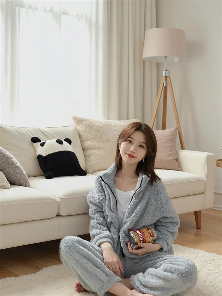 

Pajama Sets Women Sophisticated Satin-Finish Breathable Long Sleeve V-Neck Top Elastic Waist Wide-Leg Pants Elegant Sleepwear