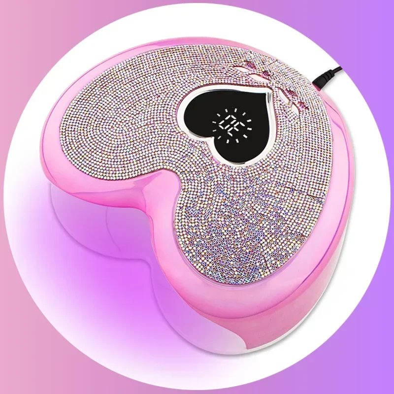 Lampada per unghie a forma di cuore con lampada per asciugare le unghie con strass per unghie macchina per Manicure con smalto Gel a luce UV attrezzatura professionale