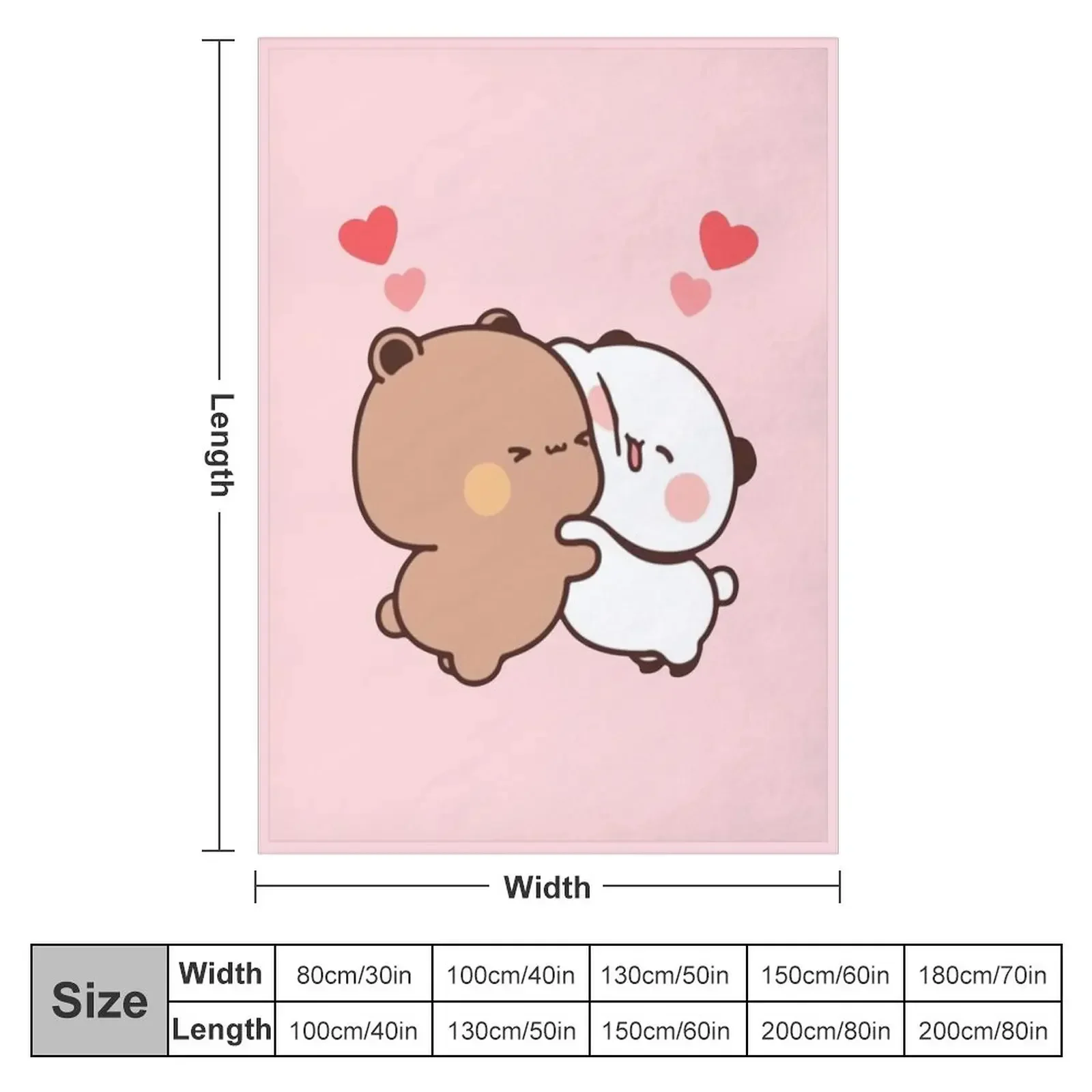 Panda And Brownie Bear Couple Throw Blanket Hair Cute Flannel Bed covers Blankets