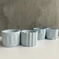 Cubic Round Flower Pot Silicone Mold Potting Plaster Cement Mould Cylindrical Flower Pot Drip Resin Mould Epoxy Resin Molds