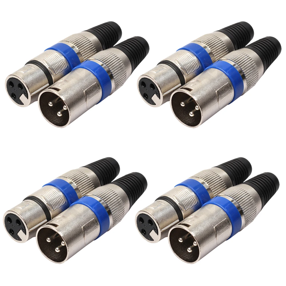 8pcs 4 Male 4 Female XLR 3Pin Plug Accessories XLR Connector 3Pin Male Female Plug for DIY Microphone Audio Line