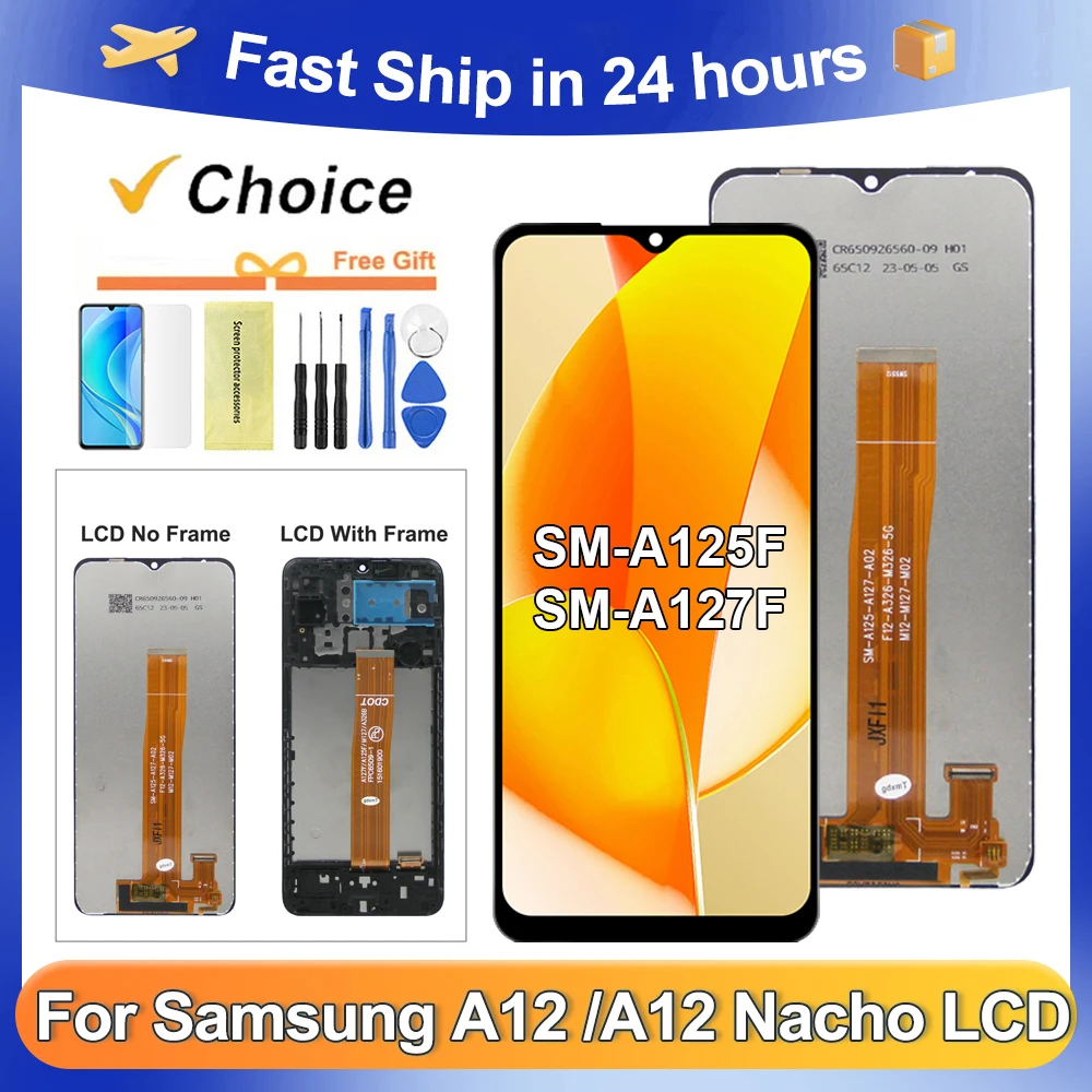 OEM 6,5 ''A12 Nacho para Samsung A12 para A125 A127 A125F A127F A125M pantalla LCD reemplazo del ensamblaje del digitalizador de pantalla táctil