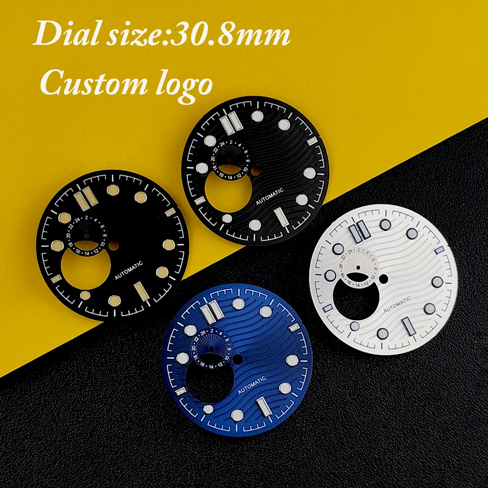 

Мужские часы с циферблатом NH39, 30,8 мм, циферблат с логотипом, зеленый светящийся циферблат, подходит для аксессуаров для часов с механизмом NH39