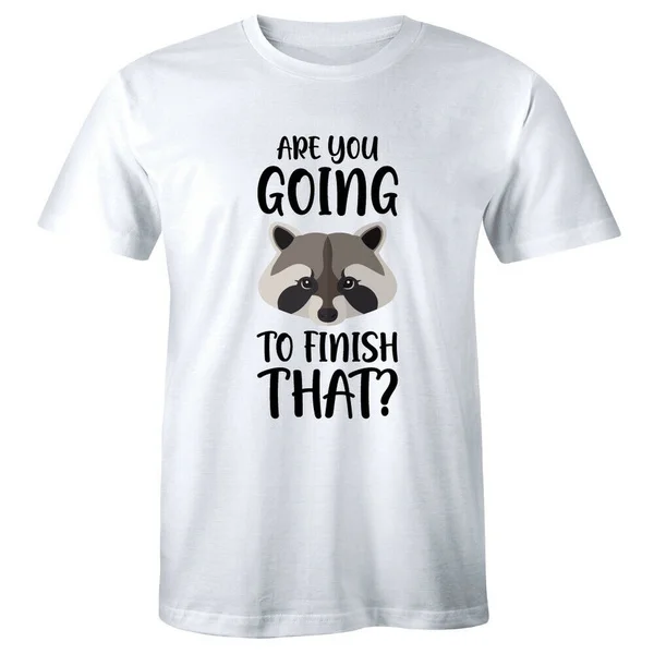 Are You Going To Finish That Men's T-Shirt Funny Food Raccoon Animal Shirt Summer Novelty Shirt  Cotton
