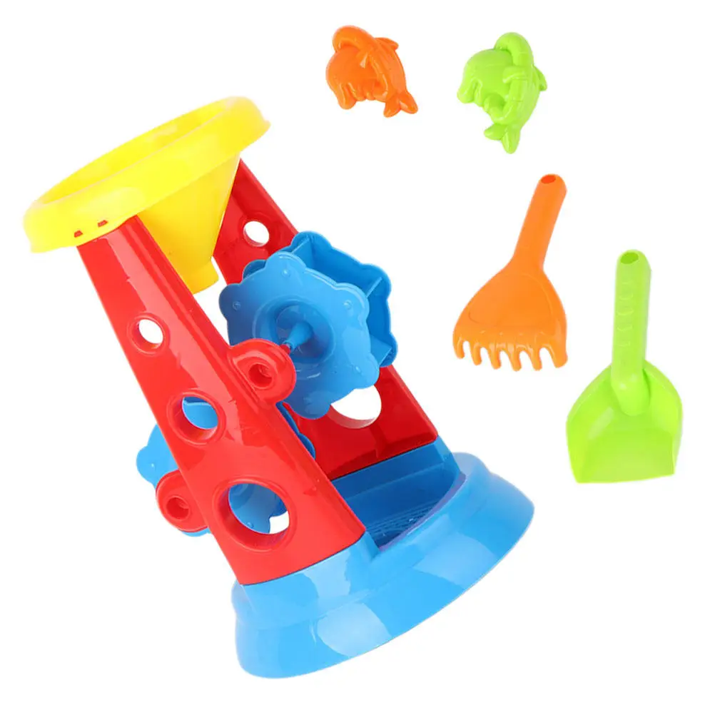

5Pcs Beach Play Set Plastic Sand Bucket Shovel Sand Clock Kids Outdoor Fun Creative Gift Beach Toys Set Plastic Toy