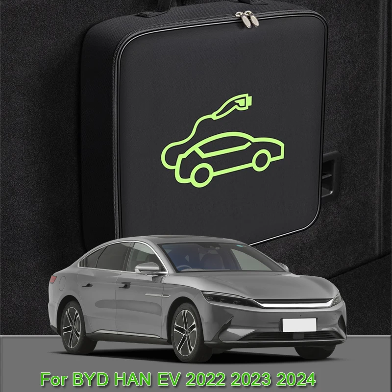 

EV Car Charging Cable Storage Carry Bag Charger Plugs Sockets Waterproof Fire Retardant Acccessory For BYD HAN EV 2022 2023 2024