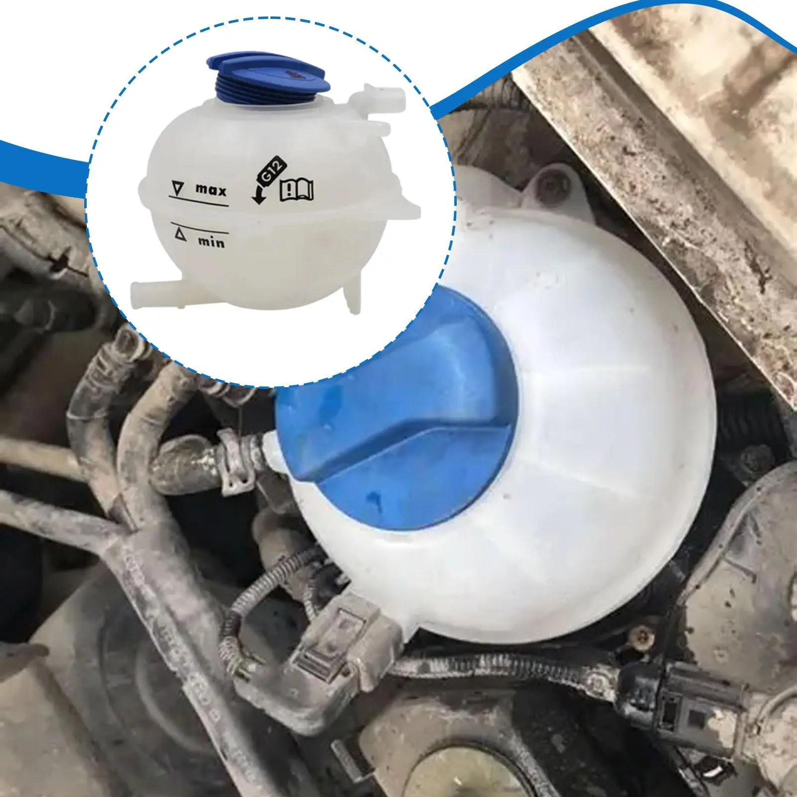 6Q0121407A Coolant Overflow Expansion Bottle for VW Polo 2002–2017