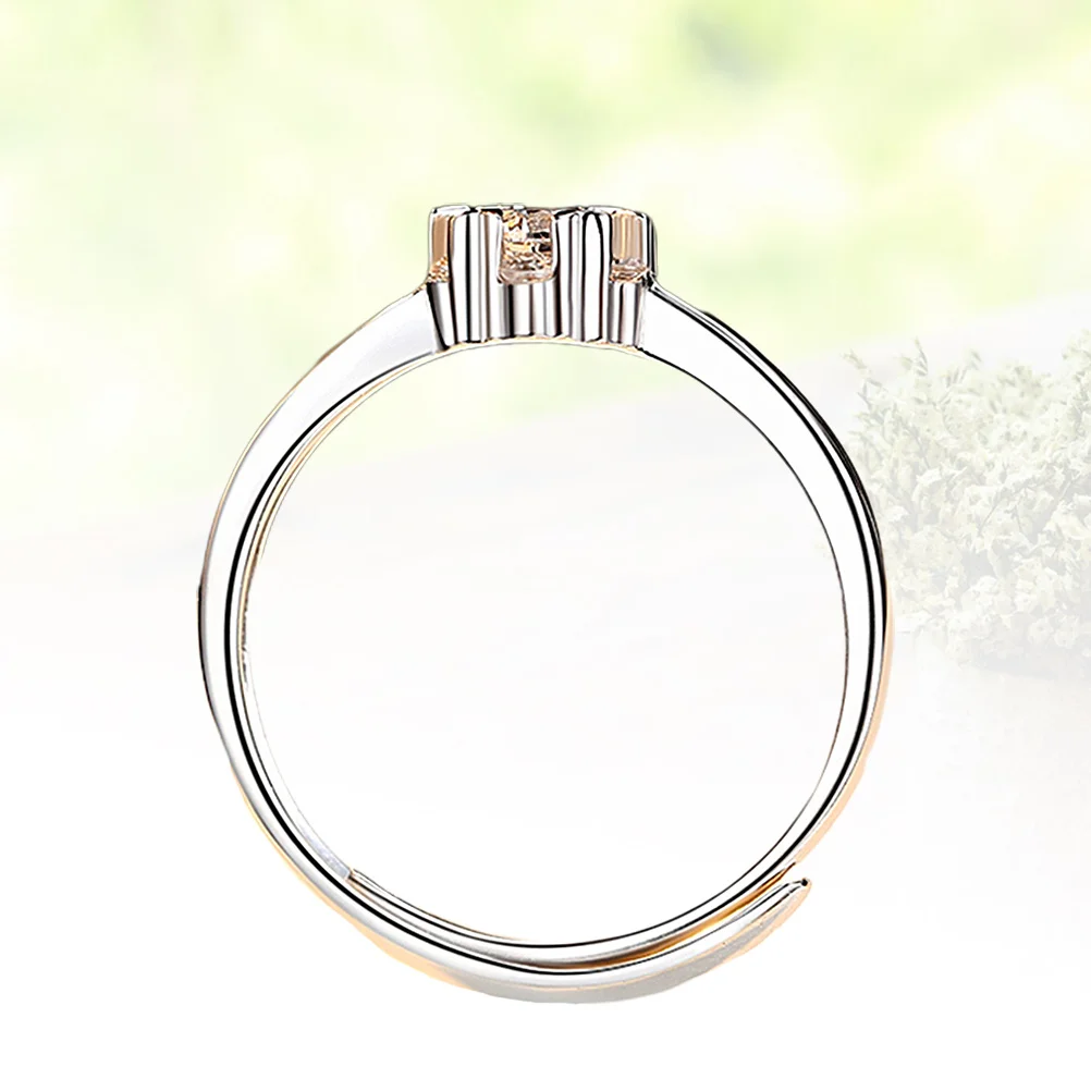 

2Pcs Diamond Rings Rhinestone Snowflake Design Elegant Jewelry for Women Party Engagement Gift Rhinestone Ring