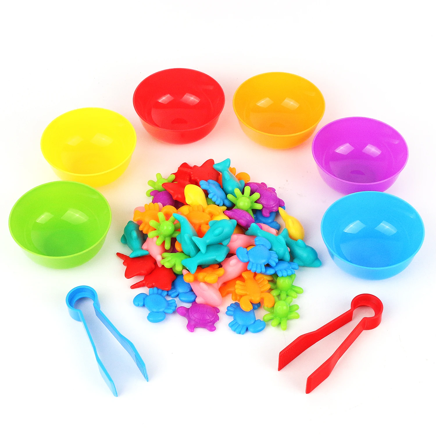 Rainbow Counting Soft Rubber Marine Animal Early Education Cognitive Children's Color Classification Set