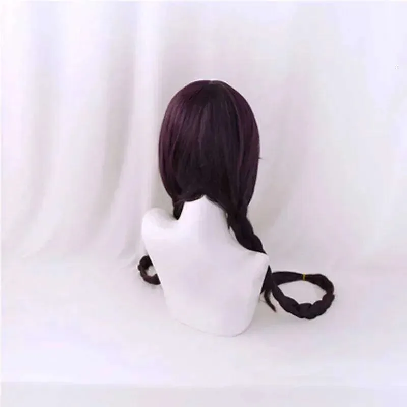 دانغانرونا توكو فوكاوا توكو الضفائر الأرجوانية الداكنة تأثيري حلي دانغان رونبا شعر مستعار صناعي مقاوم للحرارة