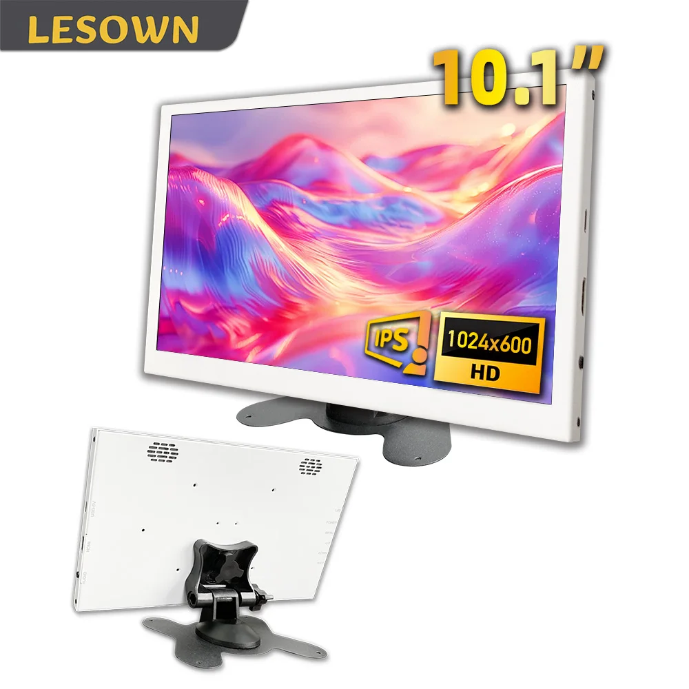 

LESOWN Мини-портативный монитор 10,1 дюйма 1024x600 IPS ЖК-дисплей Внешний дисплей Компактный дизайн для ноутбуков Игровые консоли Мобильные устройства