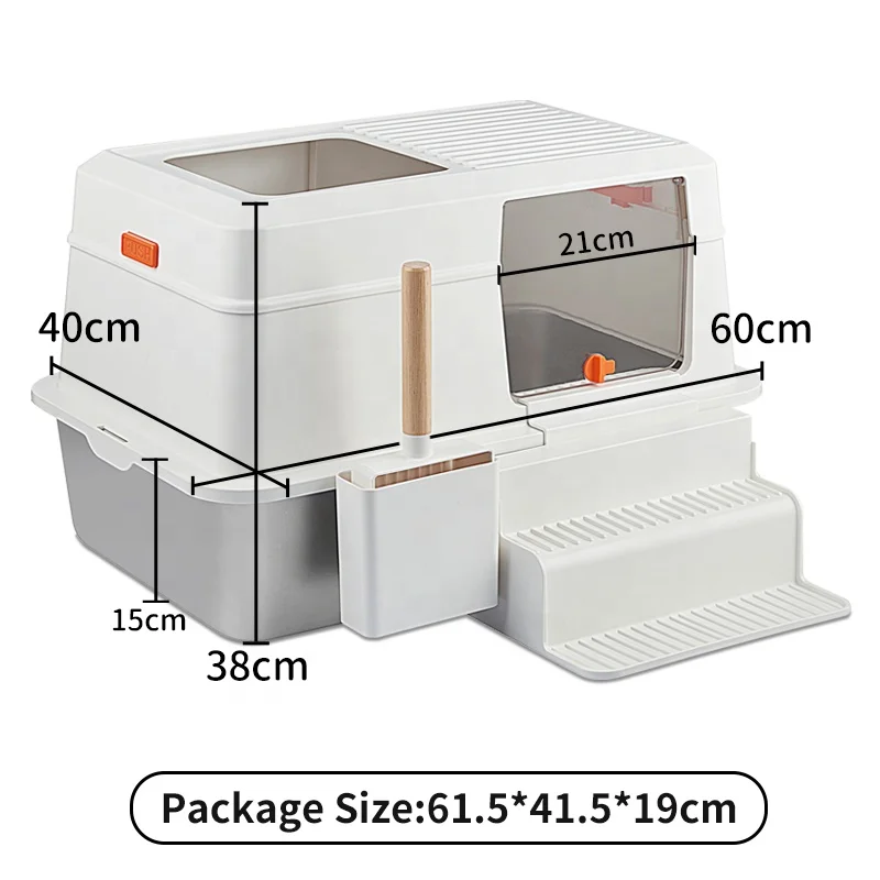 Super-Large Anti-Splash Stainless Steel Cat Litter Basin Easy Cleaning Non-Stick Feature Fat Cat Multi-Kitten Friendly Box view 3