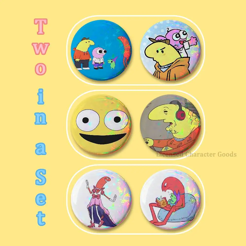 S-Smiling F-Friends Charlie Printed Pins 2 piece set Couple Badges Decorations Souvenir Collectibles 25 32 44 58 75 mm