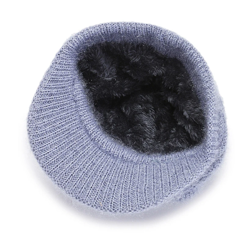 2022 New Women\'s Fashion Hat Plush Knitted Wind Shield Ear Guard Solid Color Atmosphere Simple Autumn and Winter Warm Hat