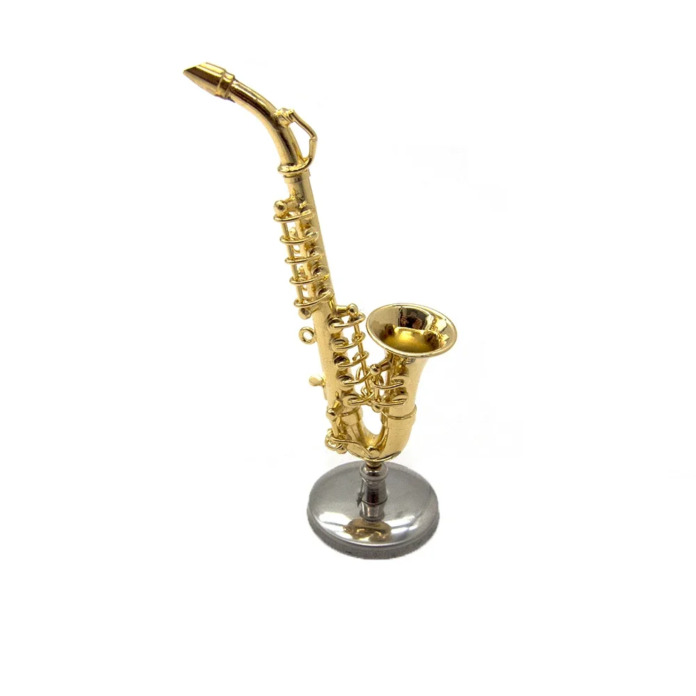 1/12 Dollhouse Miniature Copper Alto Saxophone Mini Musical Instruments Model Toy for Doll House Accessories Decoration ob11 bjd