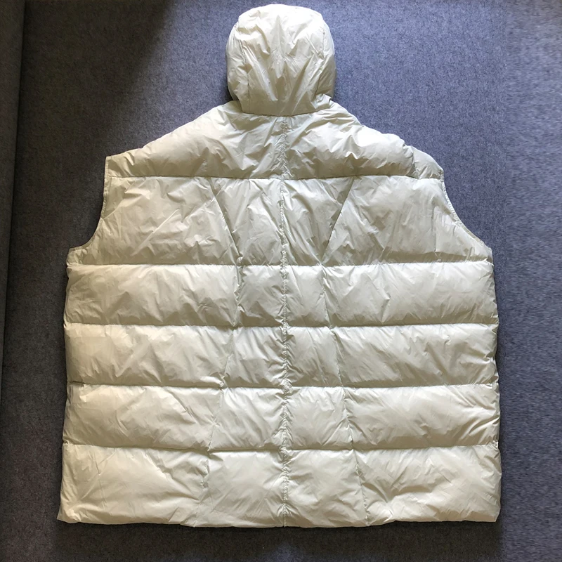 Luxury 90% white duck down jacket waistcoat for women Oversized Winter Thickened fluffy Hooded vest Overcoat INKEO 2O136