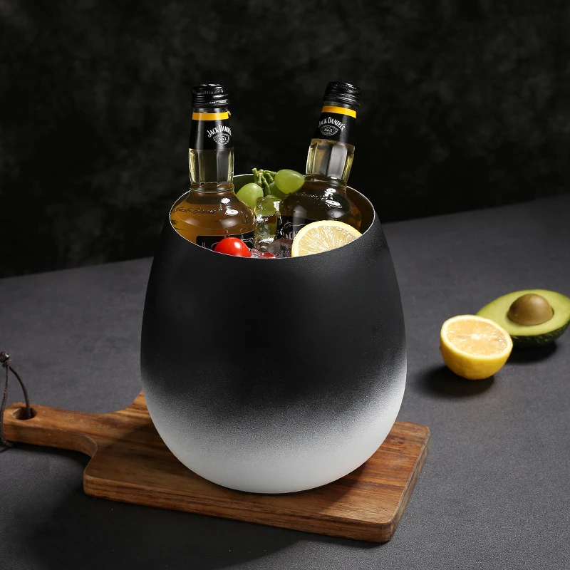 Koziwa light luxury stainless steel ice bucket household refrigerated ice egg Japanese champagne red wine beer Japanese ice arti