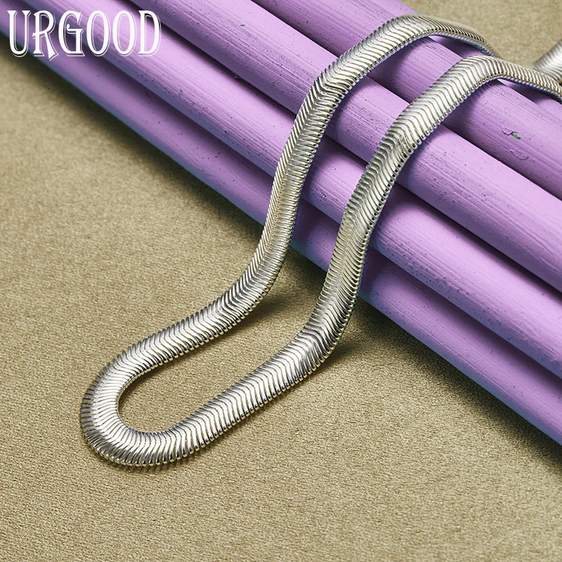 High-quality 6MM Flat Soft Snake Chain Fashion Silver Color Women Mens Wedding Necklace Bracelets Jewelry Set With