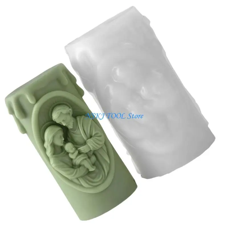 L8RC Nativity Scene Embossed Cylindrical Silicone Mold For Handmade Soap Chocolate Baking Tool Resin Casting