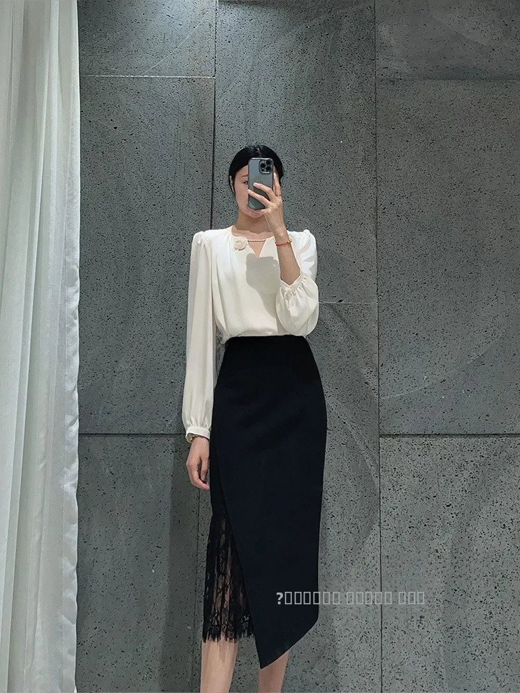 

Ele V-Ne Long Sve Acetate irt Women's Faion Commute OL Rose in the Distance Sle Pure Color Silk 0% Other 90%